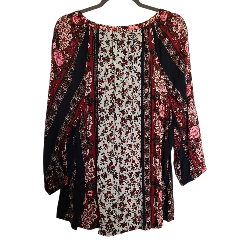 Lucky Brand Floral Bohemian Women's Plus Sz 2X Blouse - Picture 2 of 4
